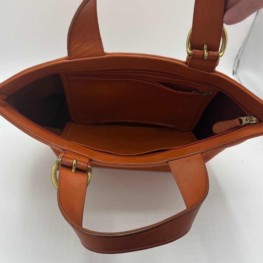 Coach Waverly Vintage Orange Unlined Leather Bag Purse satchel - Picture 4 of 5
